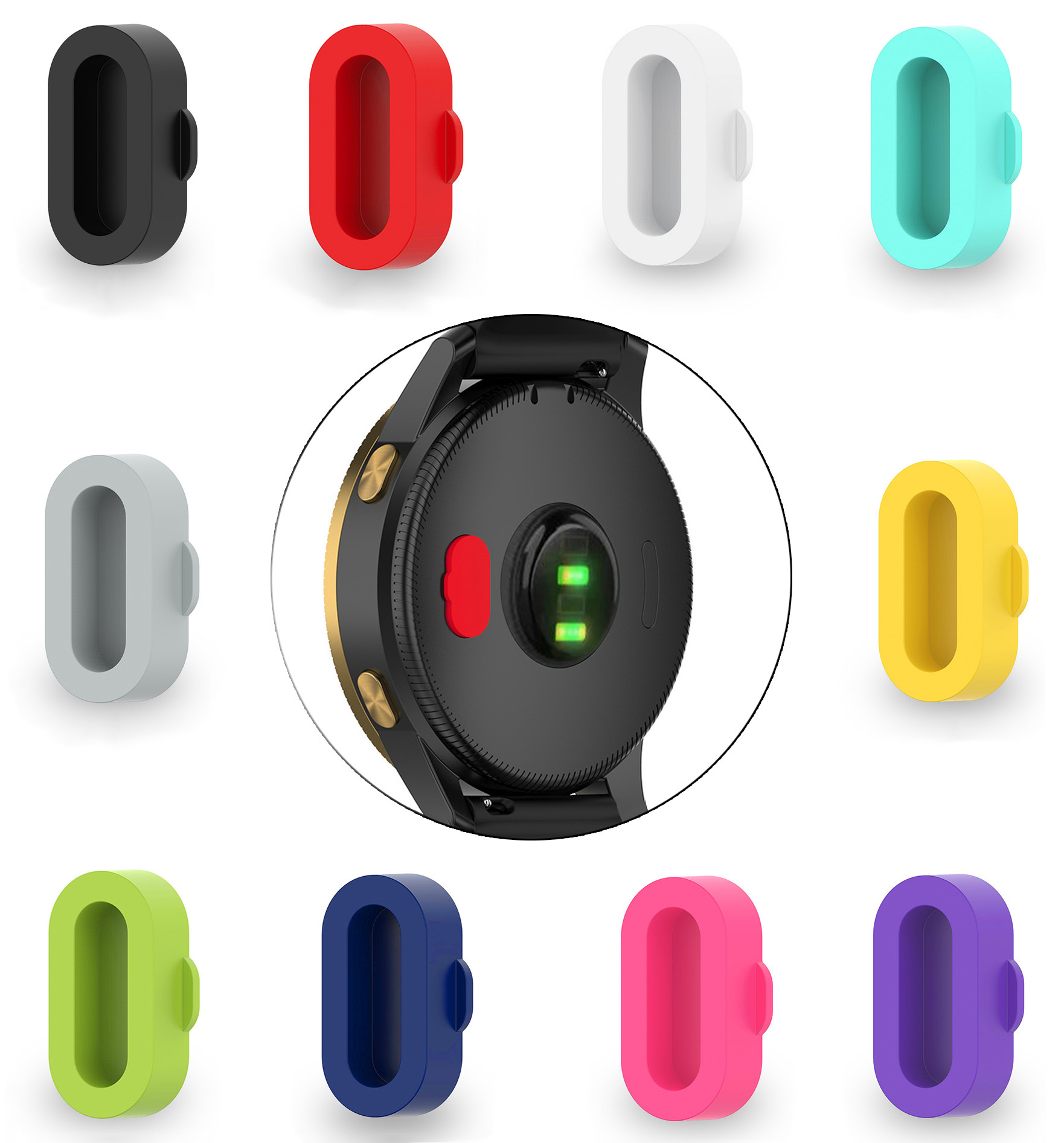 TOKERSE 10 Pack Dust Plug Compatible with Garmin Fenix 5 5S 5X Plus 6 6S 6X Pro/Vivoactive 3/4/4S/Venu/Forerunner 245/935/945/ Smartwatch Silicone Charger Port Protector Anti Dust Plugs Caps - Multi-Colored