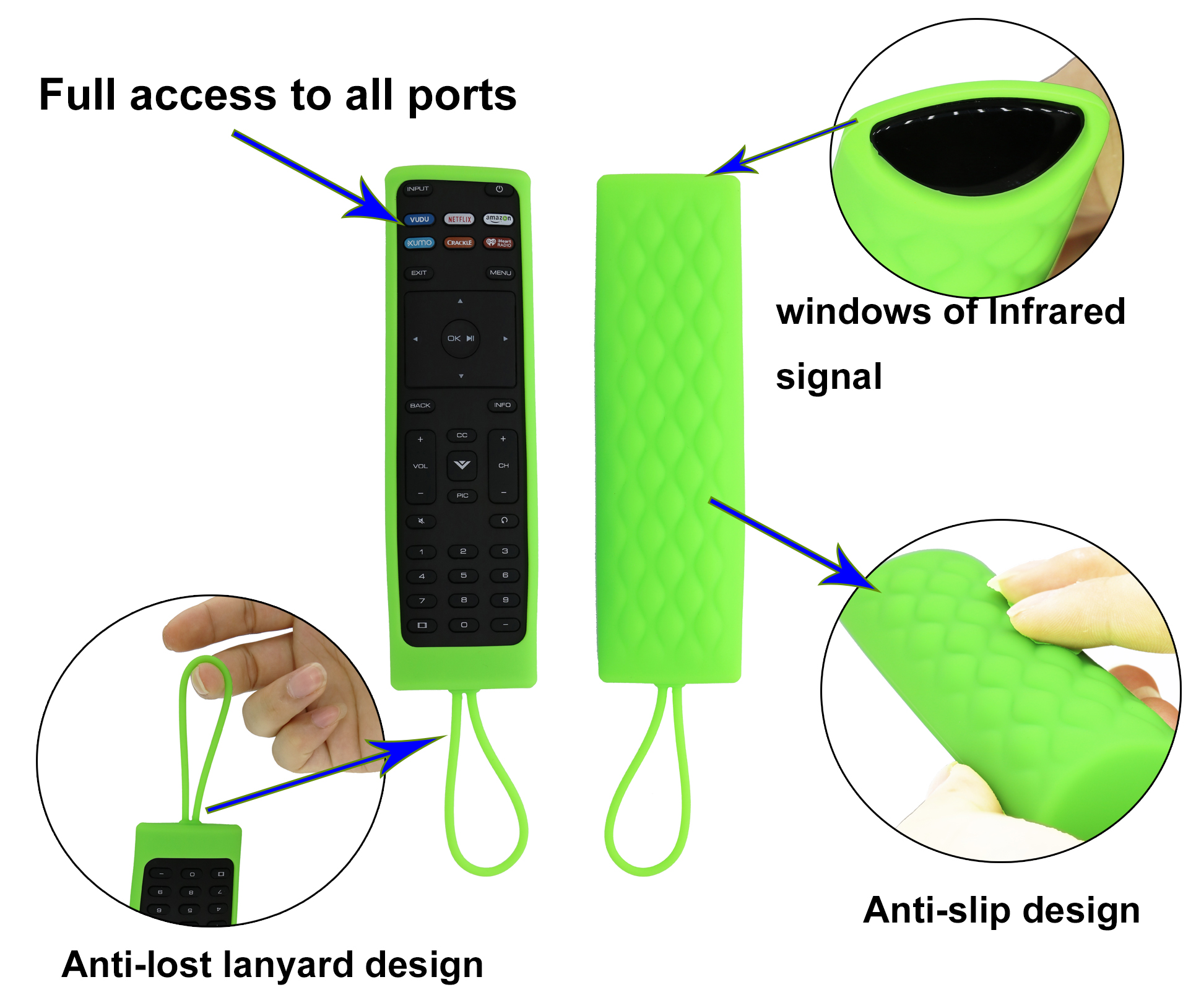 TOKERSE Remote Case Compatible with Vizio XRT136 Smart TV Remote Control - Anti-Lost Anti-Slip Silicone Cover Case Fits for New Vizio XRT136 LCD LED TV Remote Controller - Green