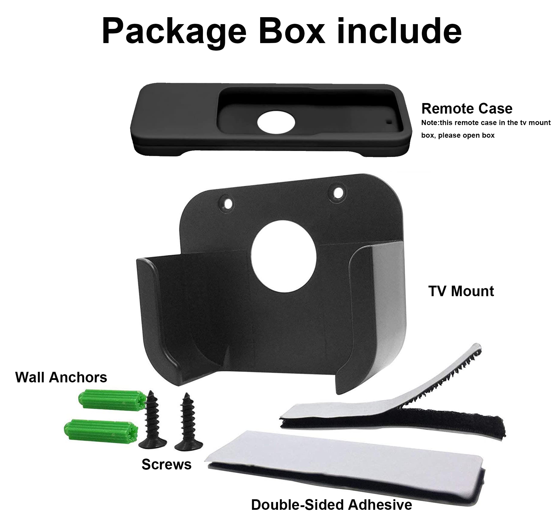 TOKERSE TV Mount with Remote Case Compatible with Apple TV 4th and 4K Generation - Wall Mount Bracket Holder and Siri Remote Silicone Protective Cover Skin Fit for Apple TV 4 HD and 4K 5th Gen - Black