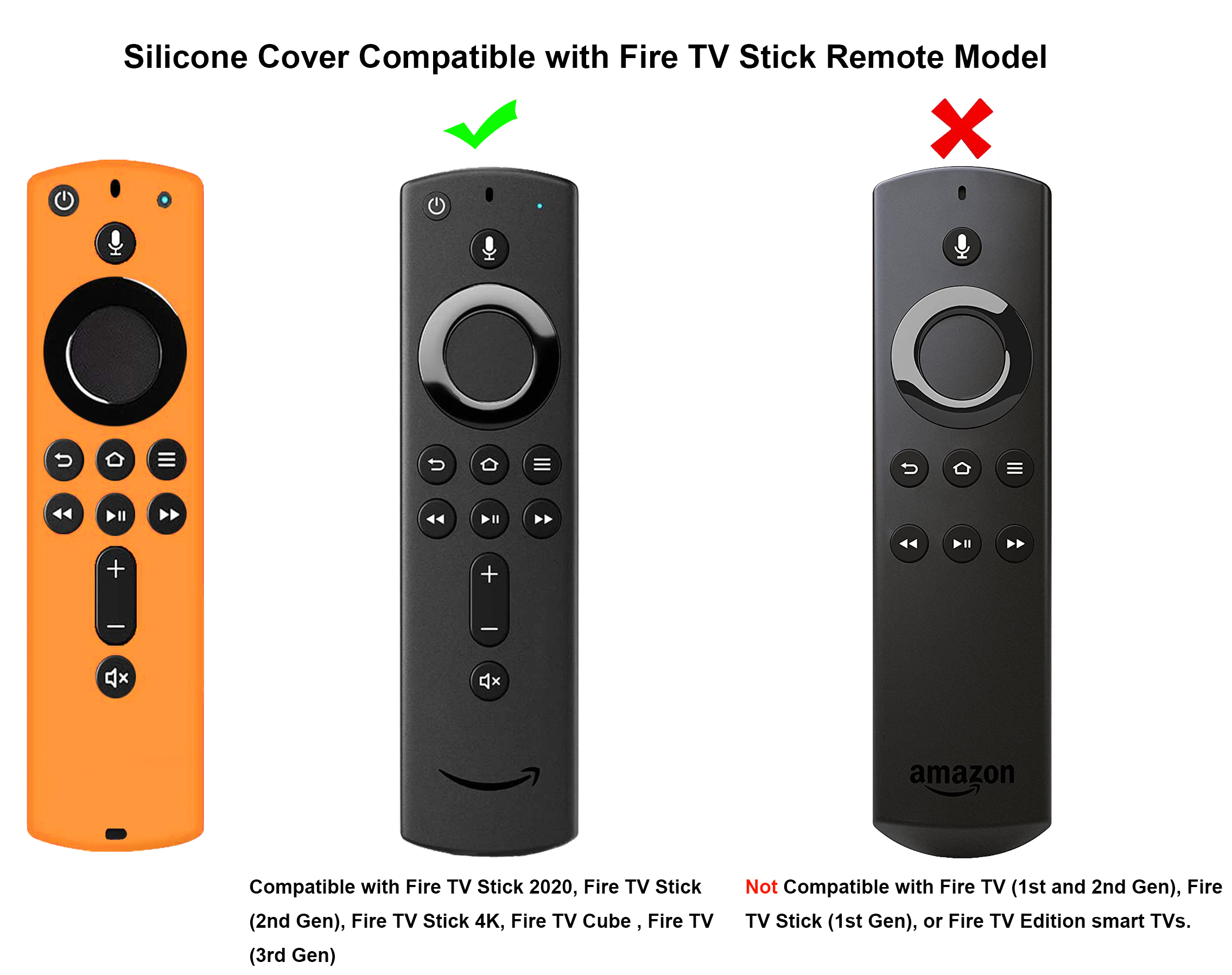 TOKERSE 2 Pack Remote Case Cover for amazon Fire TV Stick 2020 / Fire TV Stick 4K / Fire TV Cube / Fire TV (3rd Gen) Remote - Silicone Protective Case Compatible with All-New 2nd Gen Alexa Voice Remote Control - Green Orange