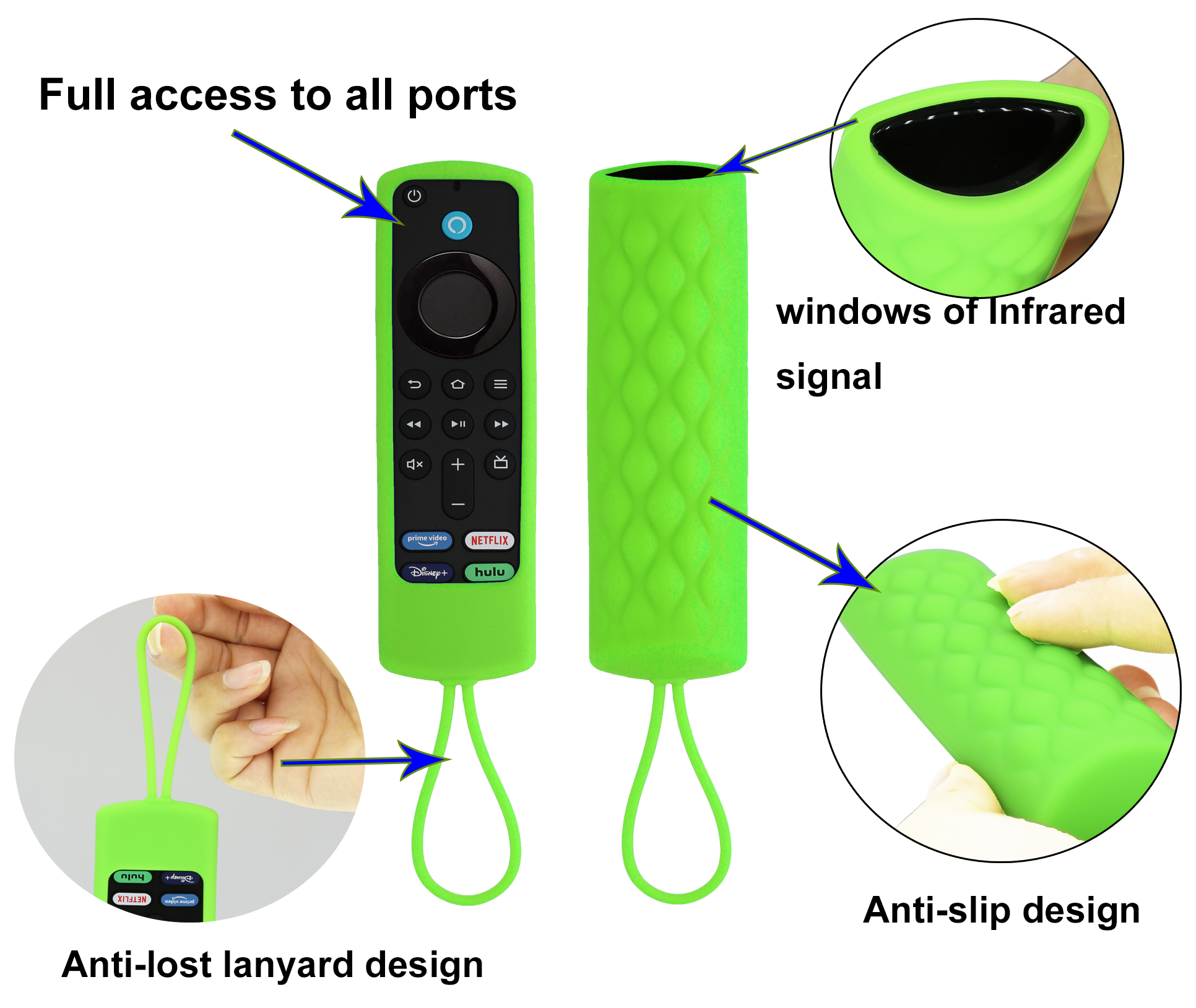 TOKERSE Remote Case for Alexa Voice Remote 3rd and 2nd Generation 2018-2021 release - Silicone case with Wrist Strap for Fire TV Stick 2021 (3rd generation) / 2020 LITE / 4K / 2nd Generation remote control - Green