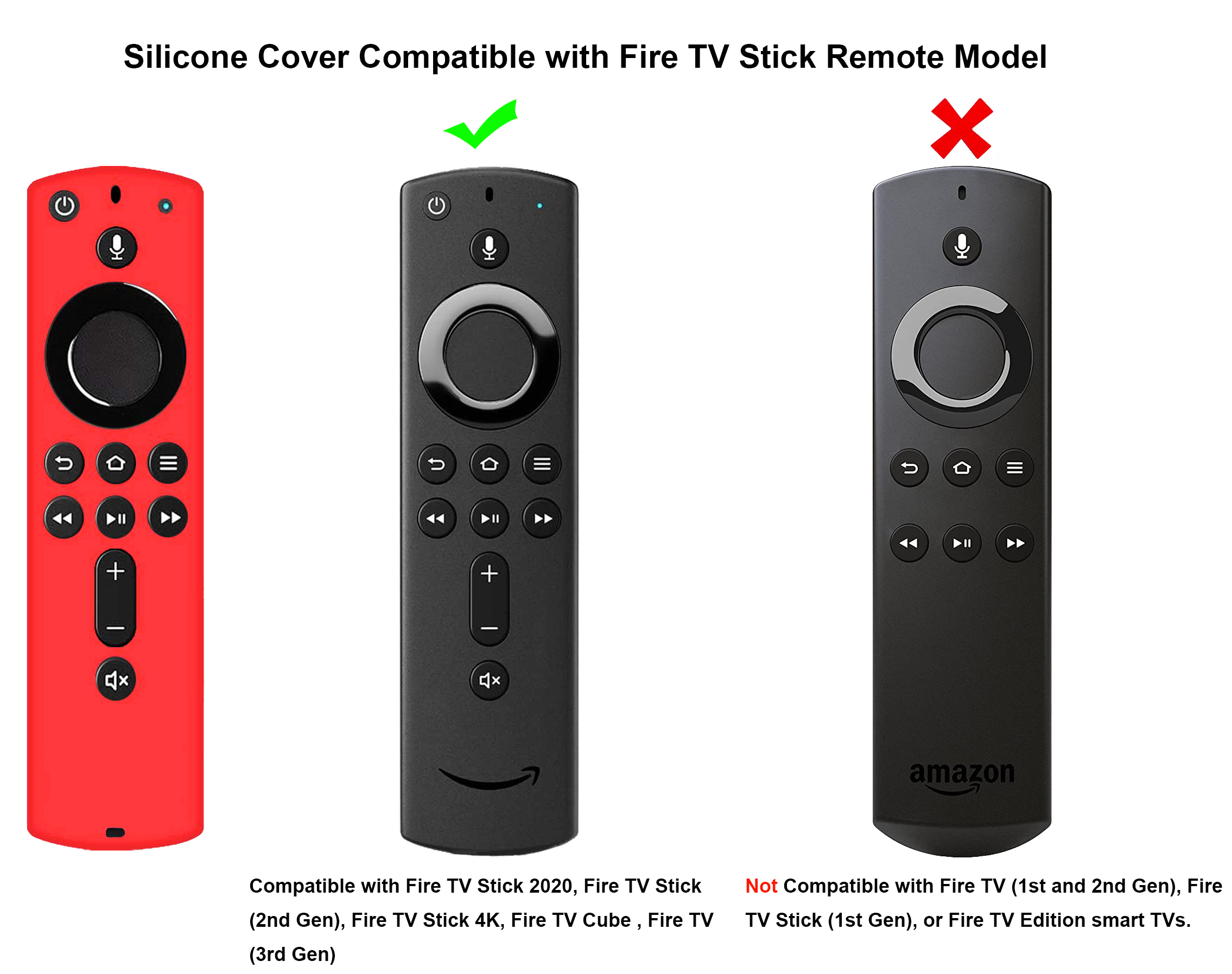 TOKERSE Remote Case Cover for Alexa Voice Remote for Amazon Fire TV Stick 2020/ Fire TV Stick 4K/ Fire TV Cube/Fire TV (3rd Gen) - Silicone Cover Case Compatible with All-New 2nd Gen Remote Control - Red