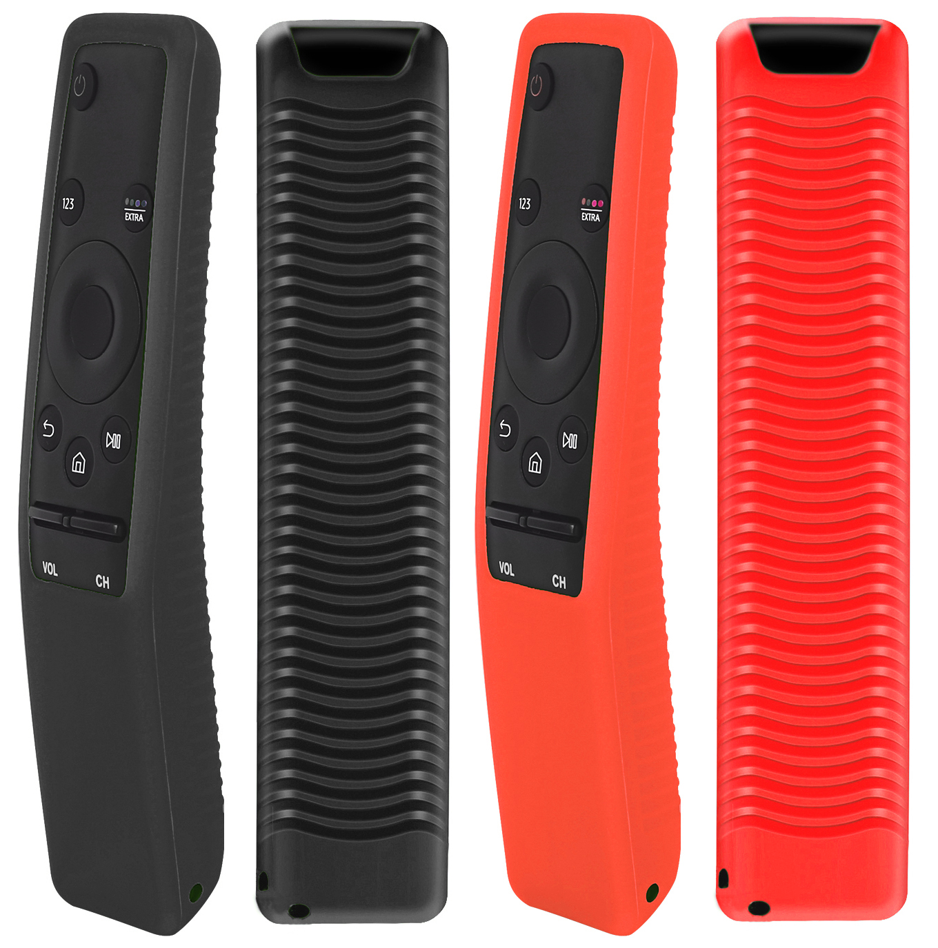 2 Pack Silicone Cover for Samsung BN59 Series Smart TV Remote Controller - TOKERSE Shockproof Anti-Slip Remote Back Skin Sleeve Case Cover for Samsung Smart Hub 4K LED Ultra HDTV Remote - Black Red